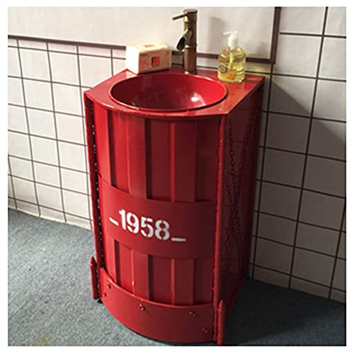Waschtischunterschrank im klassischen Industriestil mit Waschbecken, Badezimmer-Waschtischunterschrank, bodenstehend, Unterschrank mit Wasserhahn und Abfluss, Badezimmer-Waschbeckenschrank, 53,3 x 4