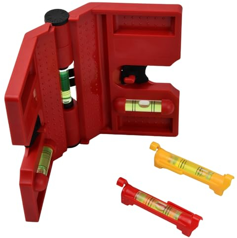 Red Angle Spirit Level, Adjustable Folding Post Spirit Level with Magnet, Post Spirit Level 18.8cm x 13.4cm for Pipe Installation Picture Hanging Assembly Aid