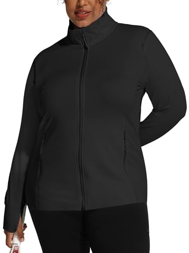 COOTRY Women's Plus Size Athletic Jackets Zip Up Lightweight Workout Gym