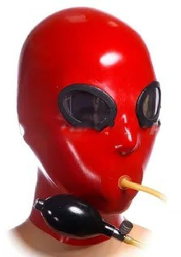 ZWBHSH SM Latex Maske mit Aufblasbarer Mundknebel Fetisch Bondage Maske Halloween Cosplay Maske Bdsms Spielzeug Extrem Sklavin Latexmaske Vollmaske Knebel Maske Sexspielzeug Für Paare