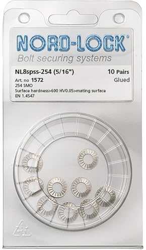 Original Nord-Lock Stahl Keilsicherungsscheiben Edelstahl A4 mit vergrößertem Außendurchmesser NL8spss für M8. d (mm): 8,7 - D (mm): 16,6 - T (mm): 2,2