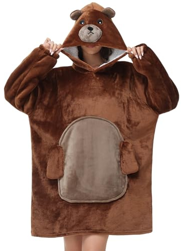 Xinlong Hoodie Decke Damen Übergroßes Panda Kuscheldecke mit Ärmeln Deckenpullover Erwachsene Unisex Geschenk für Mutter Frau