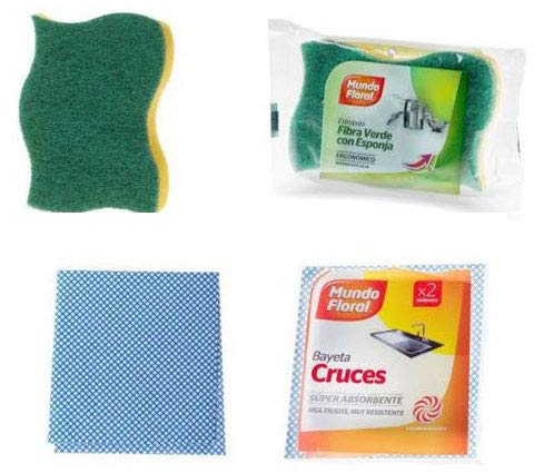 Clim Profesional Set de Productos de Limpieza Especial para Apartamentos y Alojamientos Turísticos. 28 Etropajos y 28 Bayetas para Incluir como Amenities y Mejorar Experiencia de Huéspedes