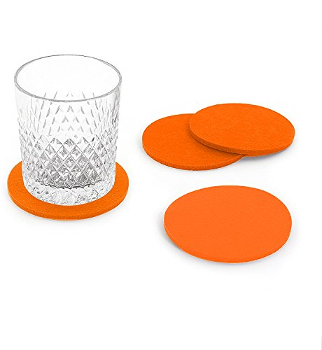 Oblique Unique® Filzuntersetzer rund 4er Pack für Tisch und Bar - Glasuntersetzer Untersetzer aus Filz (Orange)