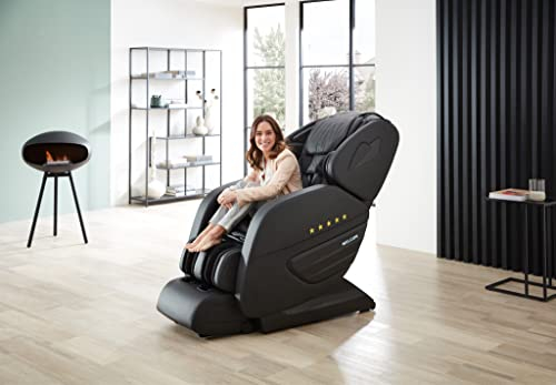 WELCON Dynamite Massagesessel - Luxus Massagestuhl mit Shiatsu Massage, scannt 128 Punkte des Rückens, Nacken-, Schulter-, Rücken-, Gesäß-, Oberschenkel, Waden-, Fuß-, Arm- und Handmassage, schwarz