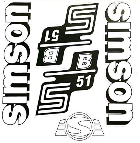 Aufkleber-Set weiß für Simson S51B Seitendeckel und Tank