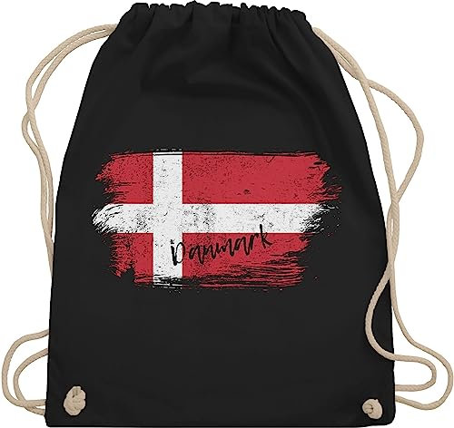 Turnbeutel Rucksack - Dänemark Vintage - Unisize - Schwarz - em fanartikel städte daenemark fussball beuteltasche 2024 fußball europameisterschaft flagge sportbeutel fu ball tasche wm beutel em24