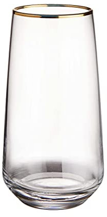 BUTLERS Longdrinkglas mit Goldrand 480ml elegante Vintage Gläser - TOUCH OF GOLD - Wasserglas und Cocktailglas | Trinkgeschirr für Wasser, Tee, Saft, Eiskaffee