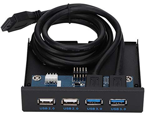 ASHATA 2 Puertos USB3.0 + 2 Puertos USB2.0 3.5 Pulgadas Panel Frontal USB Hub Expansión Unidad de Disquete Panel Frontal