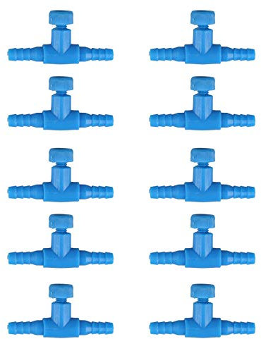 HALJIA 10PCS 2 Way Aquarium Fish Tank Plastic Air Pump Control Valves Blue