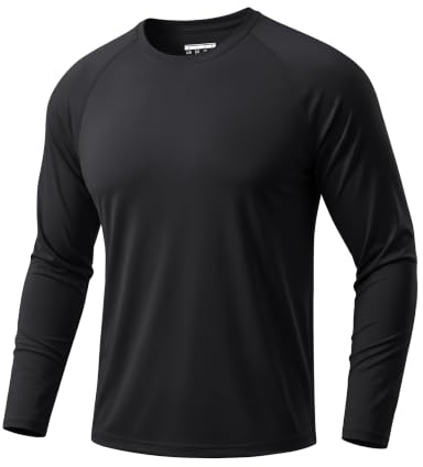 TACVASEN Camiseta Hombre Manga Larga UV UPF 50+ Turquesa S
