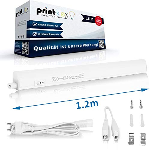 Print-Klex GmbH & Co.KG LED Unterbauleuchte 120cm 1400 LM Lichtleiste 14W 4000K-Neutralweiß 230V Küchen Schrank Leuchte