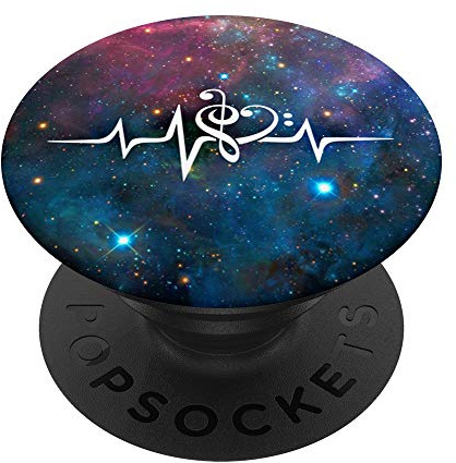 Bassschlüssel Notenschlüssel Herz Musik Frequenz Puls Bass PopSockets PopGrip: Ausziehbarer Sockel und Griff für Handys/Tablets mit Tauschbarem Top