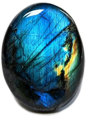 Labradorite Pierre Naturelle, Cristal Thérapeutique de Lithothérapie, 100% Fait-Main dans l'Atelier Familial, Pierre Précieuse de Bien-être, Méditation, Reiki et Chakra, Galet format Poche [Eusice]