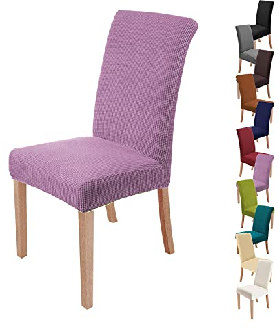 sorliva Stuhlhussen 2er Set Stretch Stuhlbezug Moderne Stuhlüberzug Elastische Abnehmbar Waschbar Spannbezug für Esszimmerstühle Schwingstuhl Bezug Hochzeit Büro Bankette Partys Deko(Violett)