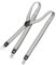 DonDon Hosenträger Herren gestreift grau weiß schmal 2,5 cm - Extra starke Clips für Anzug - Hosenträger Herren extra stark - Ideal für Männer oder Damen Rockabilly Suspenders