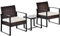 Outsunny Rattan Gartenmöbel Set Polyrattan 3 TLG. Balkonmöbel, mit Kissen Garten Braun+Creme