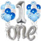 Morofme Silver One Ballon zum ersten Geburtstag 22 Stück, Nummer 1, 40 Zoll Silver One Ballon mit blau weißen Ballons zum ersten Geburtstag, großer silberner 1