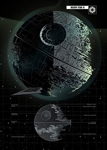 Displate Offiziell Star Wars MetallPoster Magnetische Befestigung Inklusive Lizenziert Bilder Hochwertiges Poster Star Wars - Vehicle Schematics - Death Star II Poster 45 cm x 32 cm