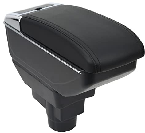 OYHCM Auto Mittelarmlehne für Opel Corsa D 2006-2014,mit Getränkehalter | Passend für Opel Corsa D Armlehne,Klappbarer Getränkehalter,Doppelter Stauraum,PU-Leder,Montage ohne Bohren