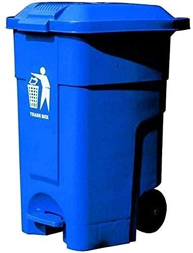 Waste Bins Trash Can Trash Can with Trolley Commercial Park Factory Square Shop Trash Can 46.5 * 43.4 * 62Cm Comfortable Dresser Blue (Blue)