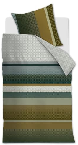 Beddinghouse Bettwäsche-Ganitur Rhys Farbe Grün Größe 135x200+80x80 Gestreift Stripes