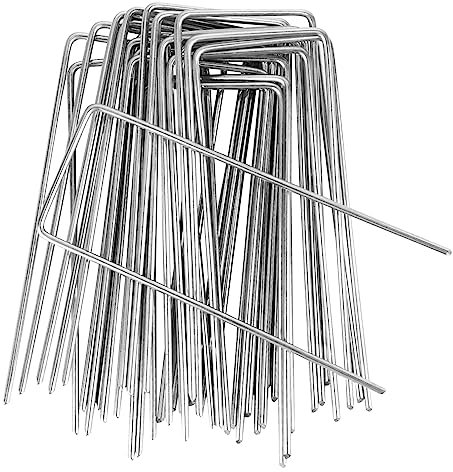 XCDMJ Garden netting membrane fleece pegs 50 pack Stakes Staples Securing Lawn U Shaped Nail Pins Ideal Weed Control Heavy Duty Made Of Steel For,