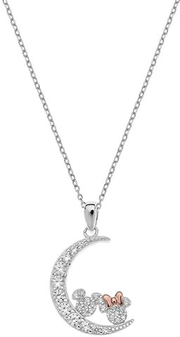 Disney Minnie und Mickey Silber Halskette für Mädchen, mit Zirkonia, Schmuck