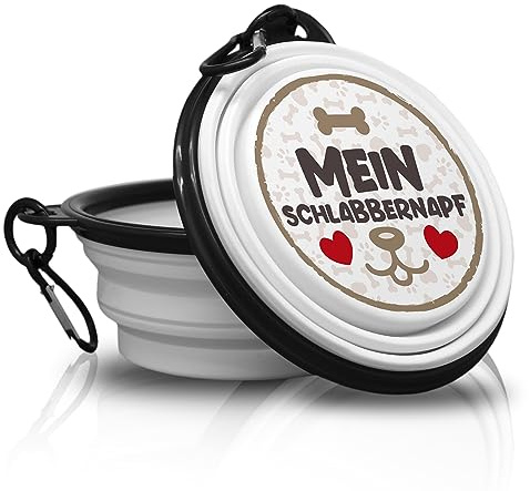 Mein SCHLABBERNAPF - Falt, Tragbarer Trinknapf mit Karabiner für Unterwegs. Futternapf, Haustierschüssel. Reisenapf. Wasserschale. Handlich und Einzigartig.