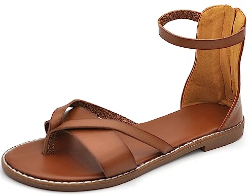 IF Fashion Scarpe Sandali Bassi Infradito Gladiatore Stivali Estivi da Donna 6868-136 marrone N.37