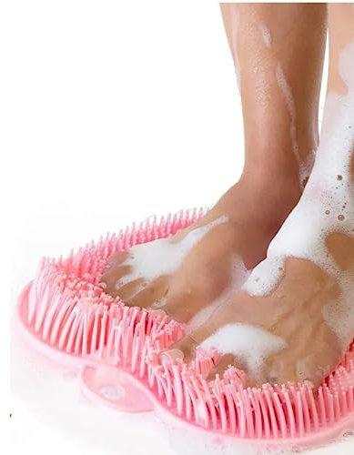 Bath, Shower Foot Massager Scrubber, Back Cleaner Massage Mat with Non-Slip Suction Cups, Improve Circulation and Relieve Pain or Tiredness (Pink)