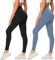 AMIYOYO Leggings Damen 2er Pack Sporthose Fahrradhose High Waist Leggins Blickdicht Elastische Weiche Bauchweg Hosen für Yoga Fitness Outdoor Freizeit(Schwarz+Blau,XXL=DE50-54)
