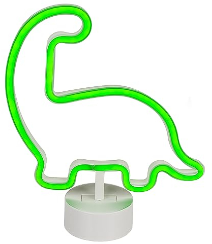 MIJOMA, Neon-Leuchte, Außergewöhnliches Leuchterlebnis - Stilvolle Beleuchtung, Deko-Licht, Energiesparend, 29x24 cm, Batteriebetrieb - Ideal für Zuhause, Büro & Kinderzimmer. (Dinosaurier - grün)