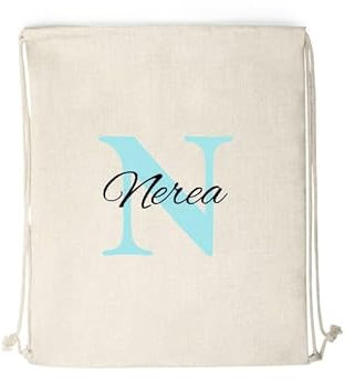 C&P Mochila de cuerdad personalizada Inicial + Nombre, medida 34 X 42