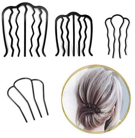 WEIPUER 4 Stück Haargabel Clip Vintage Haar Seitenkämme U Form Zähne Legierung Farbe Haarnadel Stick Frauen Haar Styling Werkzeug Zubehör