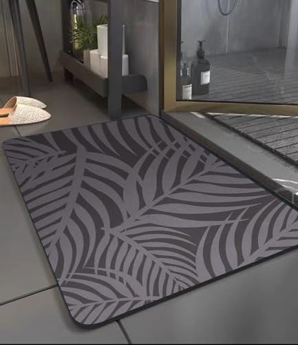 SOBEAU 40x60cm Badematte Rutschfester, Badezimmerteppich Badvorleger, Absorbierender Schnelltrocknend Badezimmermatte, Badvorleger Saugfähig Saugstark Mikrofaser Badematte, Waschbar Badematte (Grau)