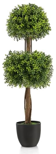 RELAX4LIFE Kunstpflanze Buchsbaum 100 cm Künstliche Pflanze im Topf Kunstbaum Groß für Indoor Outdoor Grün