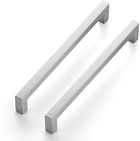 Ravinte Tiradores de armario de 15 unidades, 192 mm, plateados, para armarios de cocina, armarios, tiradores cuadrados, para muebles, de acero inoxidable, para tiradores de cocina