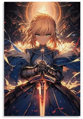 Poster Saber Fate Anime Waifu, Wandkunst, Poster, Geschenk für Freunde, Schlafzimmer, Wohnzimmer, Dekoration, modernes ästhetisches Poster, dekorative Malerei, Leinwand, Wandposter und Kunstdruck,