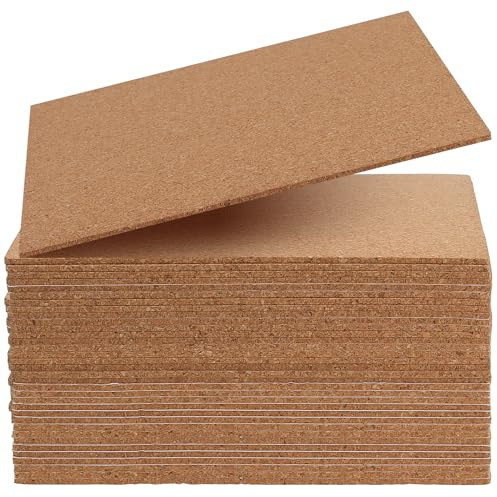 ZEONHAK Lot de 36 carrés autocollants en liège de 15 x 15 cm, feuille arrière épaisseur 2 mm