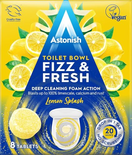 Citystores® AS Toilet Bowl Fizz & Fresh Tablets Deep Cleaning Foam Action Removes Limescale Calcium & Rust Lemon Splash 8 Tablets 2732
