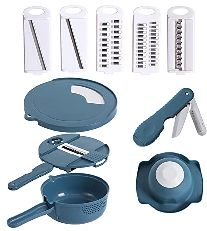 CVNIMV Tragbarer Gemüseschneider mit Schnur - Küchenmaschine klein, Gemüsehobel, Schneider, Reibe, Gemüseschneider, Würfelschneider, Würfelmaschine, Kartoffel-, Zwiebel- und Knoblauchschn