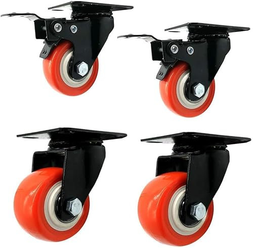 ZHENCHAO 4 Ruedas giratorias de Poliuretano, Ruedas silenciosas Resistentes al Desgaste, Ruedas para Muebles de 360 Grados con Placa de fijación para Mesa de Muebles