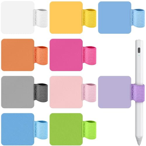 Alethron Stiftschlaufe Selbstklebend, 10 Stück Stifthalter Notizbuch, PU Leder Pen Loop Leuchtturm Stiftschlaufe mit Elastische Schlaufe Stiftehalter für Notizbuch Tagebuch Kalender Tablet 10 Farben