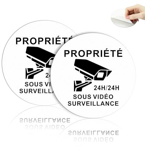 TAKULA 10CM Panneau Vidéosurveillance, Etablissement sous Video Surveillance, Panneau Alarme Aluminium, 2 Pièces Panneaux Propriété Privée, Signalétique Vidéo Surveillance