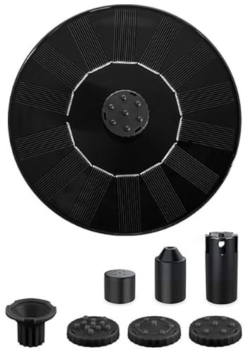 Auauraintt Fuente Solar para Estanque,Fuente Solar Jardin Exterior,con 6 Boquillas,para baños de pájaros,estanques,fuentes de agua,peceras y jardines (1 W)
