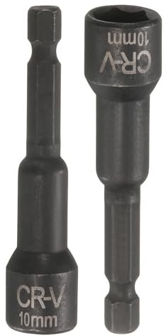 sourcing map 2Pcs 1/4 Hex Shank 10mm Magnetic Hex Socket 65mm Length, CR-V Steel Quick-Release Impact Driver Socket Wrench Screw for Impact Drill Power Nut Setter