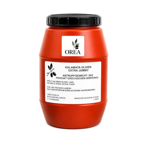 OREA Kalamata Jumbo griechische schwarze Oliven 3 kg – OREA Feinkost | Griechische Premium-Oliven