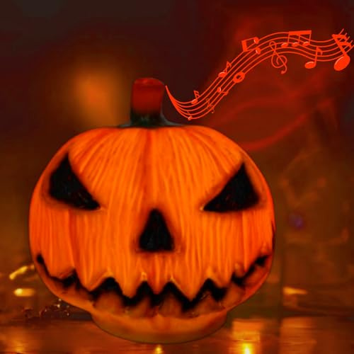 Halloween Kürbis Windlicht mit Horror Sound, Halloween Kürbis Deko mit Led Lichter, Hallowee Deko Kürbi Lichter Batteriebetriebenen, Zierkürbis als Herbstdeko, Horror Clown Decoration (Kürbislaterne)