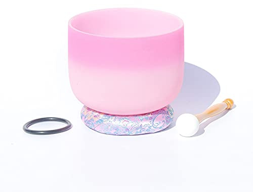 Crystal singing bowl Crystal Singing Bowl Pink Frosted Quartz Crystal Singing Bowl C Key Buddha Music Bowl(12)